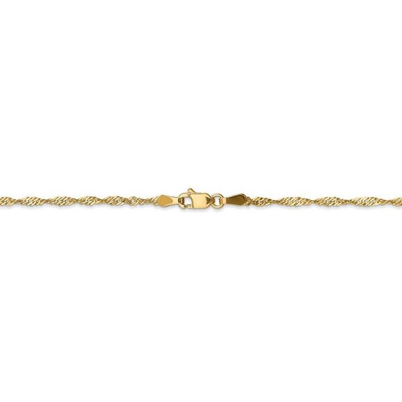 1.6mm 14k Yellow Gold Diamond Cut Singapore Chain Anklet, 10 Inch - Picture 3 of 6
